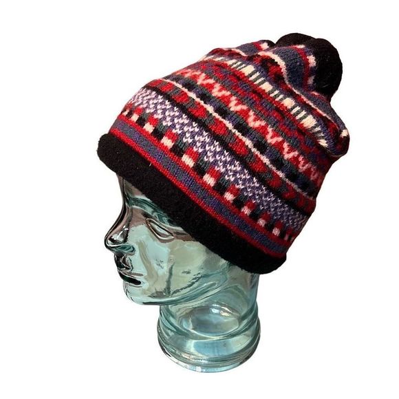 Vtg Poppy Gale Turtle Fur Wool Blend Nordic Multicolored Lined Winter Hat Beanie - Picture 9 of 10